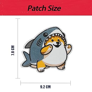 Amazon.co.jp: Wikineon サメ柴犬 サメワッペン ワッペン